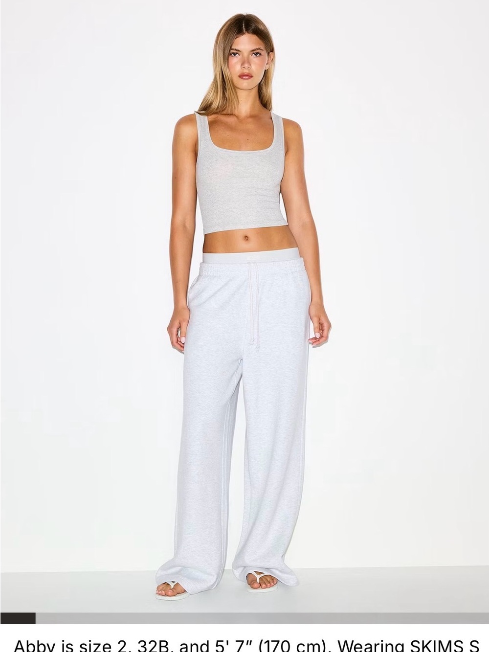 SKIMS Light Gray Ribbed Crop Tank & Lounge Pants